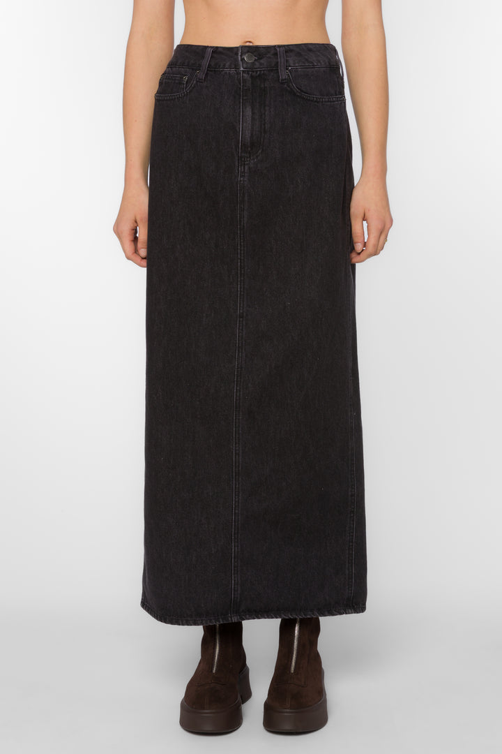 Quinta Faded Black Denim Skirt - Bottoms - Velvet Heart Clothing