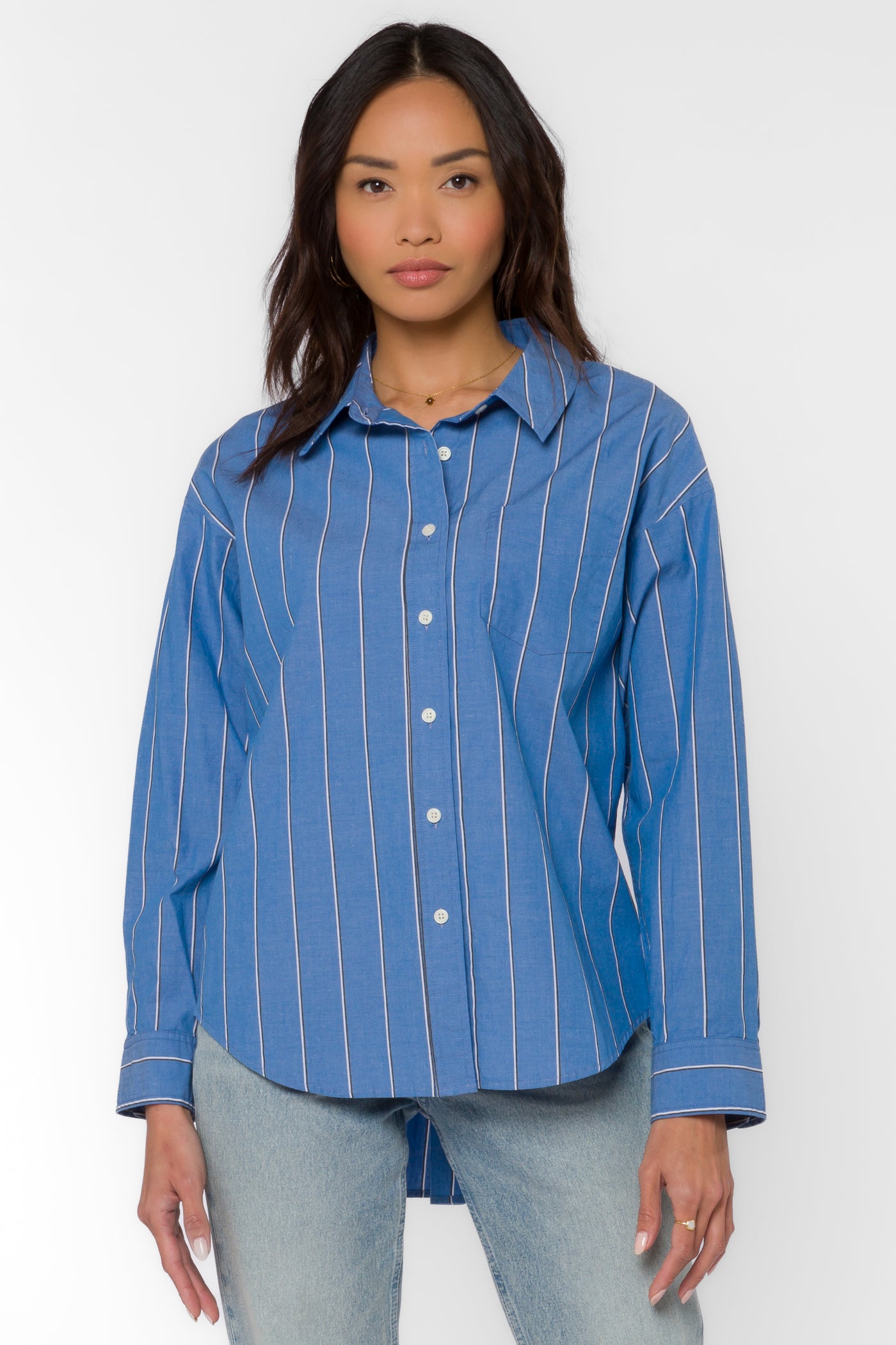 Randall Blue Stripe Shirt - Tops - Velvet Heart Clothing