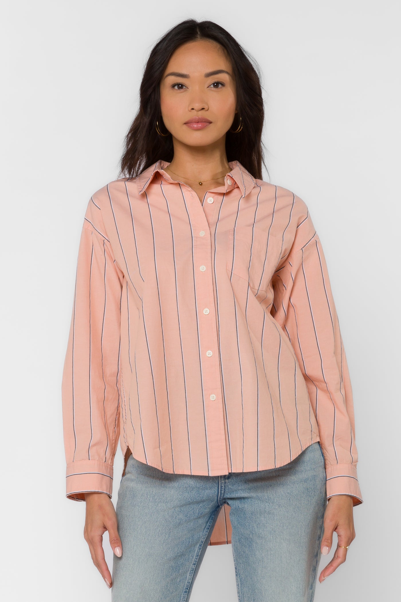 Randall Peach Stripe Shirt - Tops - Velvet Heart Clothing