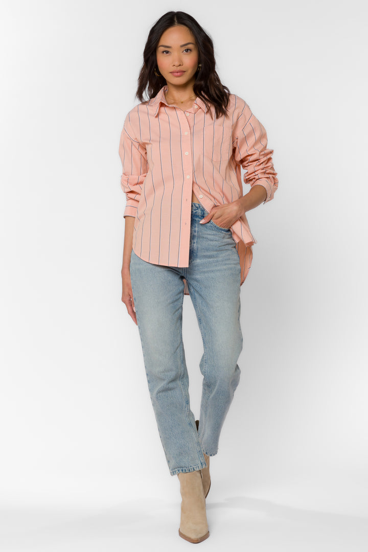 Randall Peach Stripe Shirt - Tops - Velvet Heart Clothing