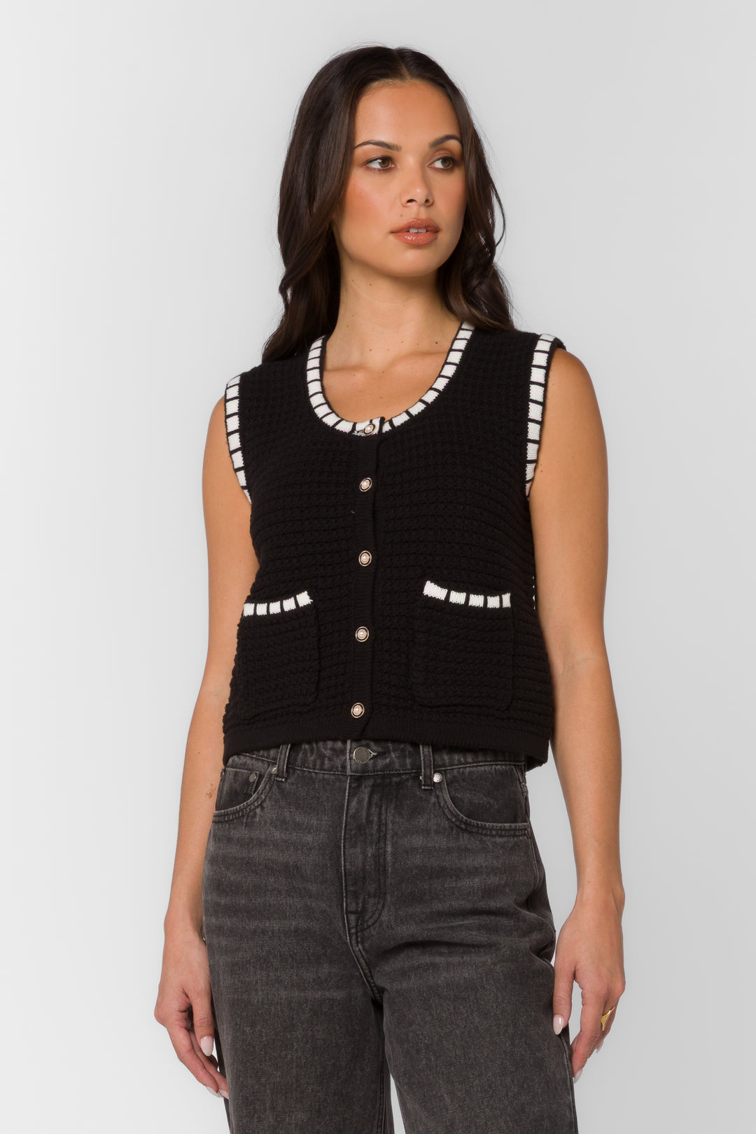 Regan Black Vest - Tops - Velvet Heart Clothing
