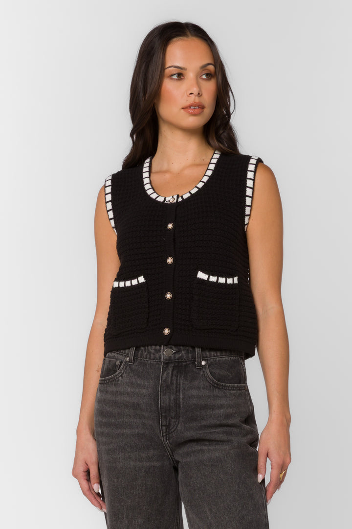 Regan Black Vest - Tops - Velvet Heart Clothing