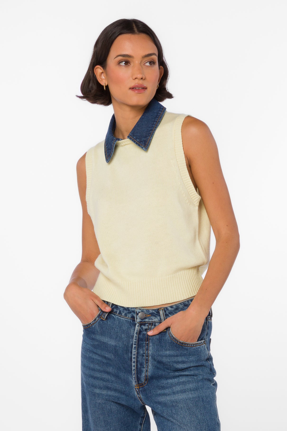 Renier Lemon Chiffon Vest - Sweaters - Velvet Heart Clothing
