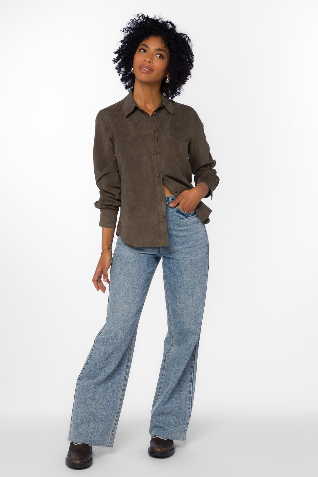 Retra Olive Shirt - Tops - Velvet Heart Clothing