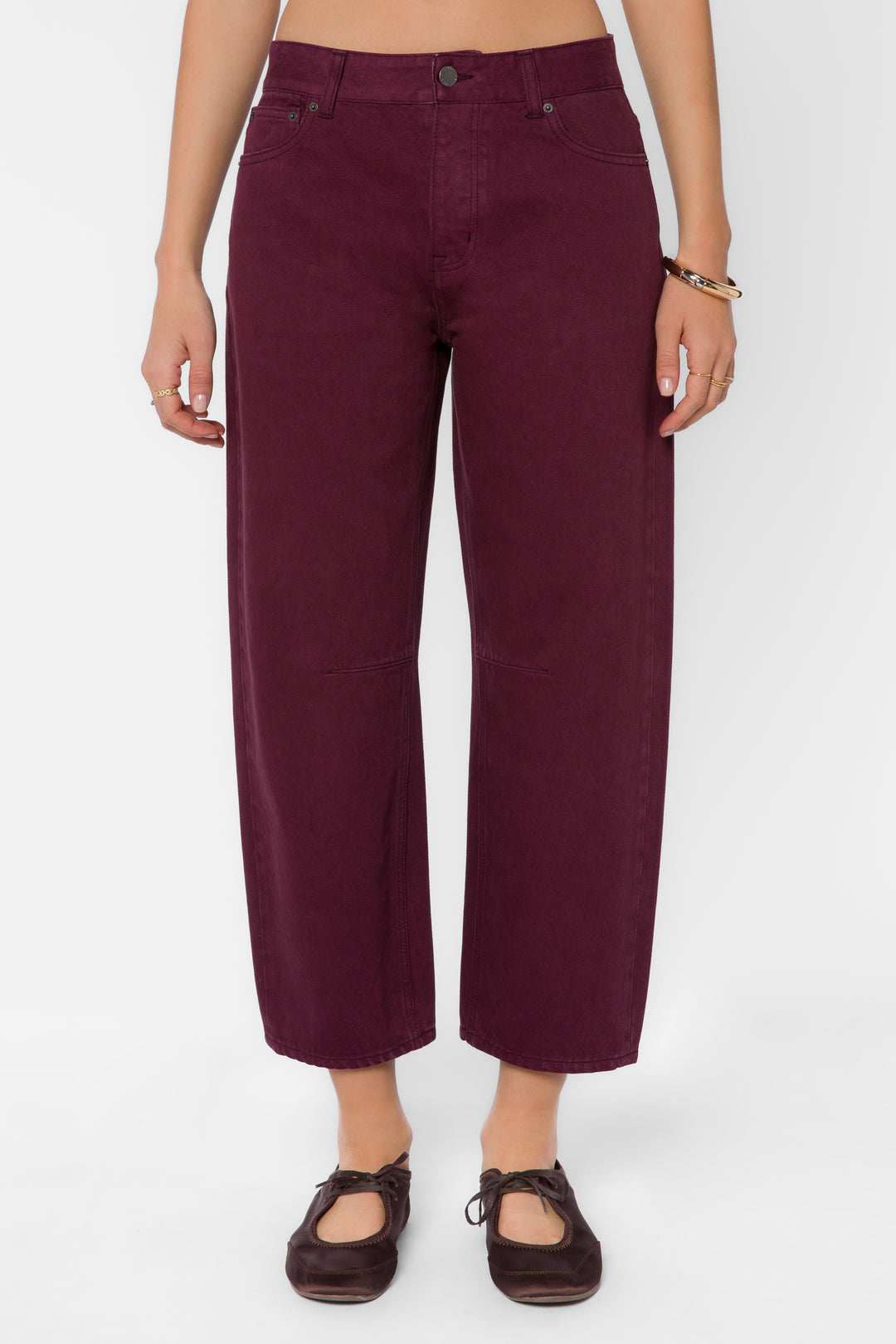 Reyna Plum Mid-Rise Barrel Jeans