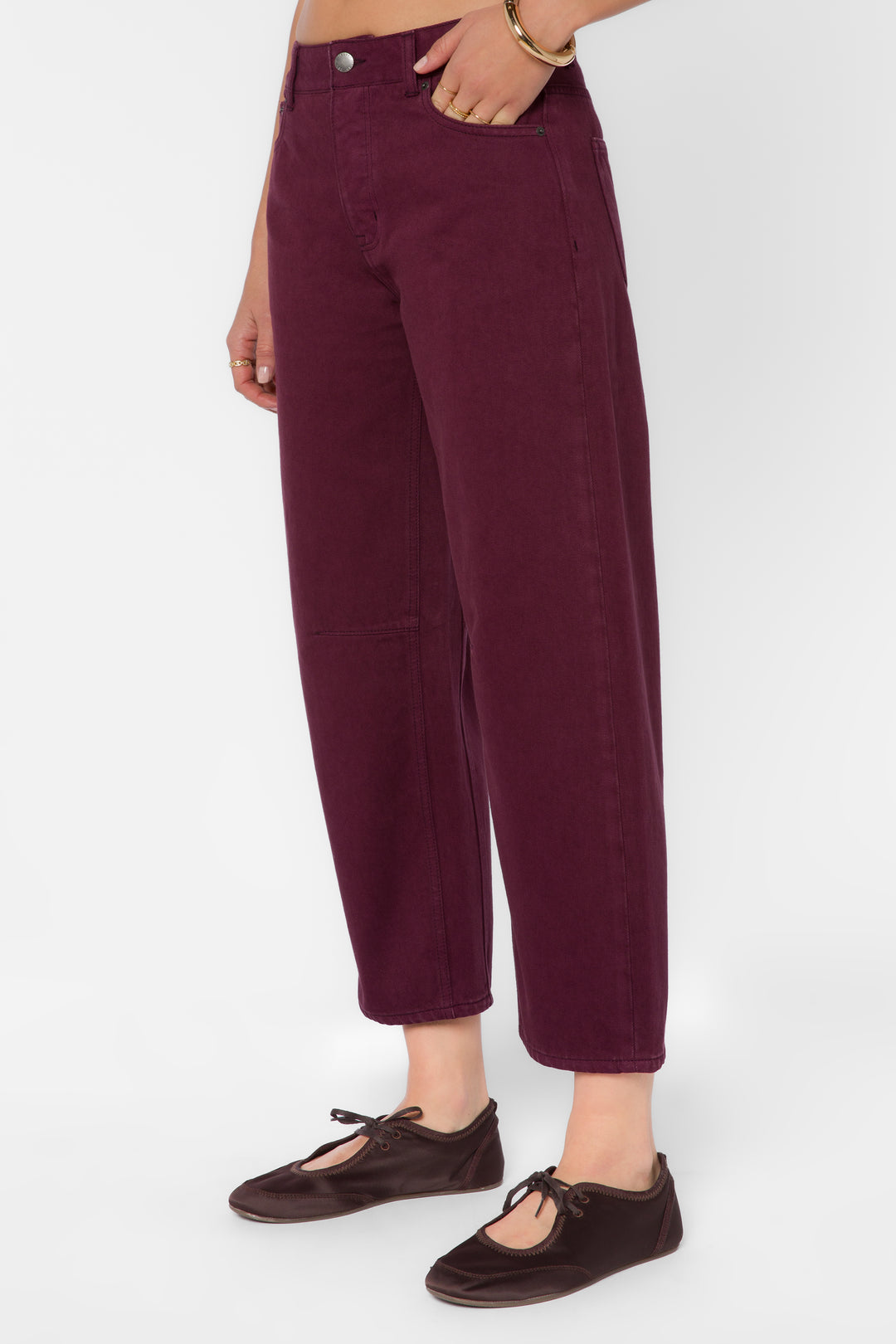 Reyna Plum Mid-Rise Barrel Jeans