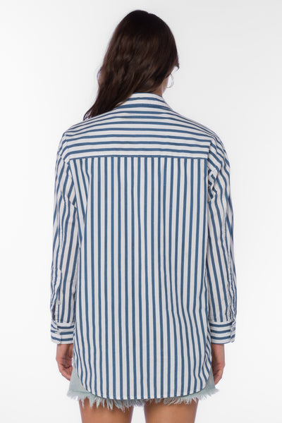 Ricky Navy Stripe Shirt - Tops - Velvet Heart Clothing