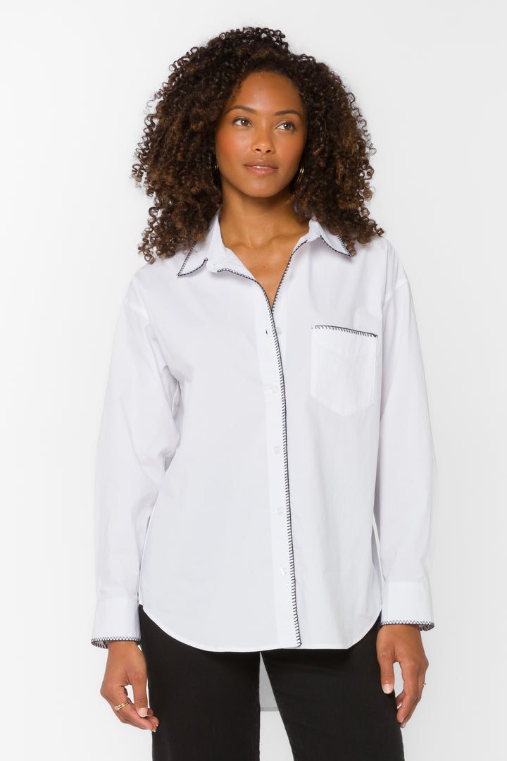 Ricky Optic White Shirt - Tops - Velvet Heart Clothing