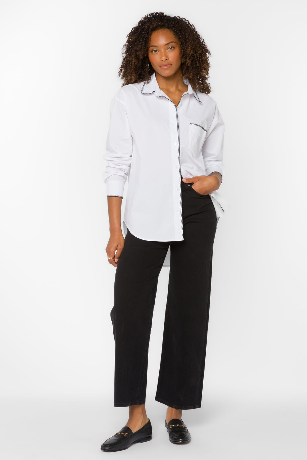 Ricky Optic White Shirt - Tops - Velvet Heart Clothing