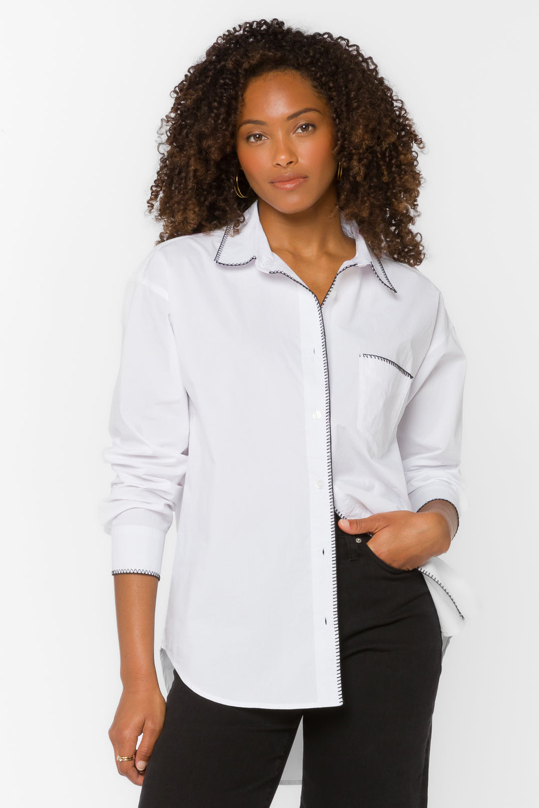 Ricky Optic White Shirt - Tops - Velvet Heart Clothing