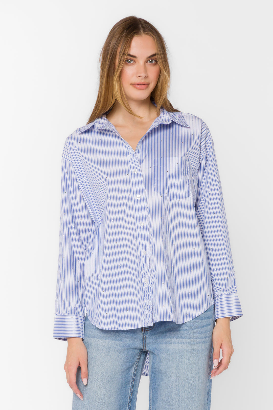 Ricky Blue Stripe Shirt - Tops - Velvet Heart Clothing