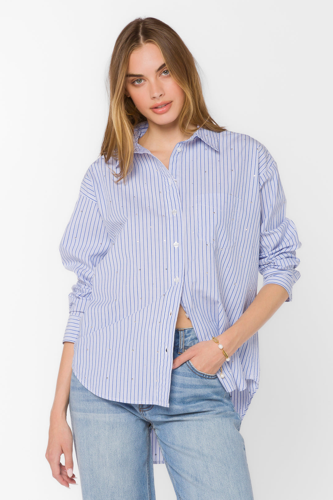 Ricky Blue Stripe Shirt - Tops - Velvet Heart Clothing