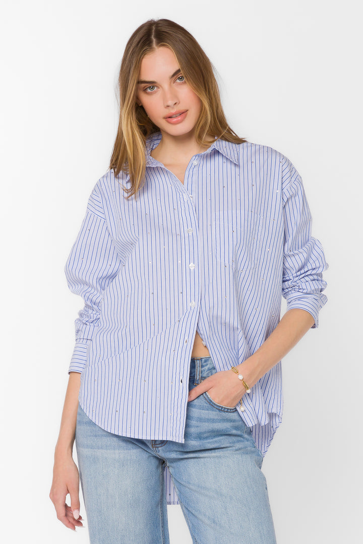 Ricky Blue Stripe Shirt - Tops - Velvet Heart Clothing
