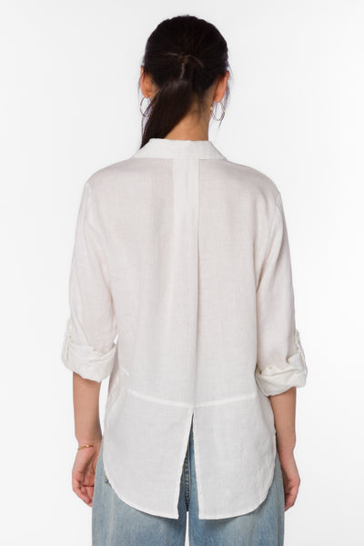 Riley White Linen Shirt - Tops - Velvet Heart Clothing