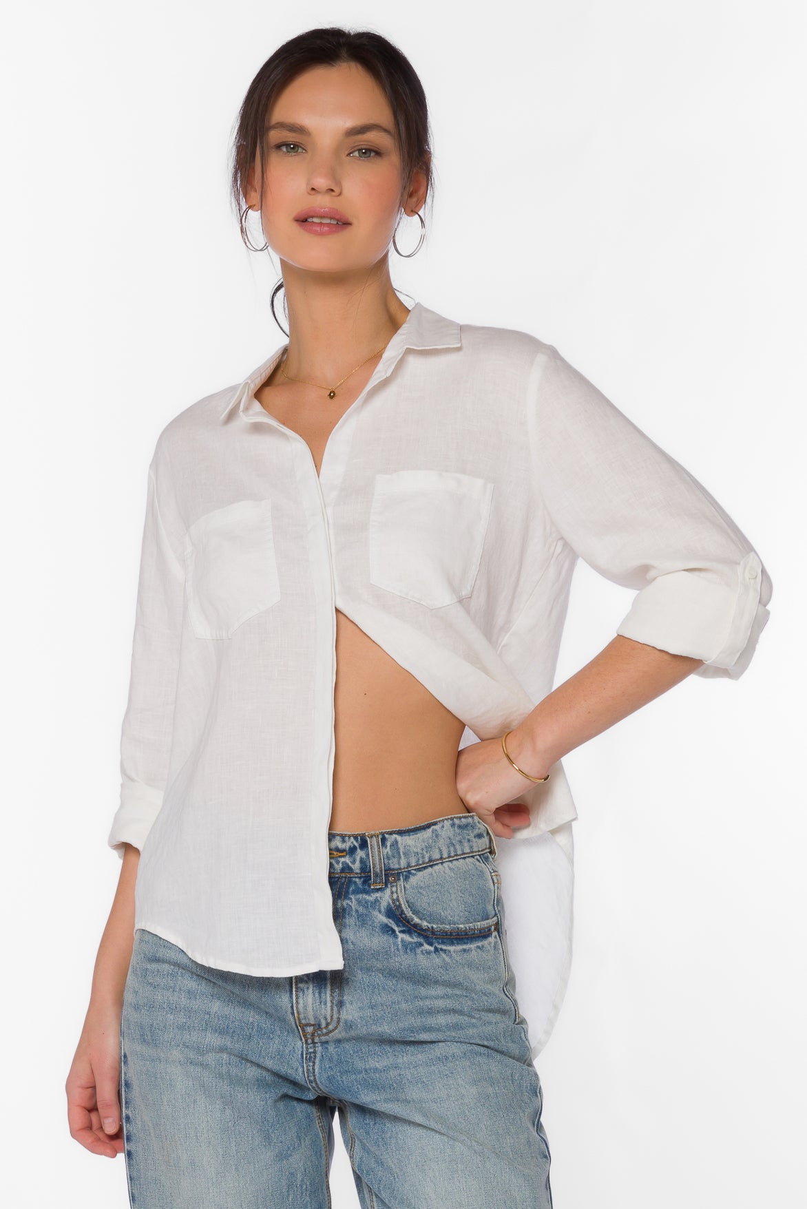 Riley White Linen Shirt - Tops - Velvet Heart Clothing