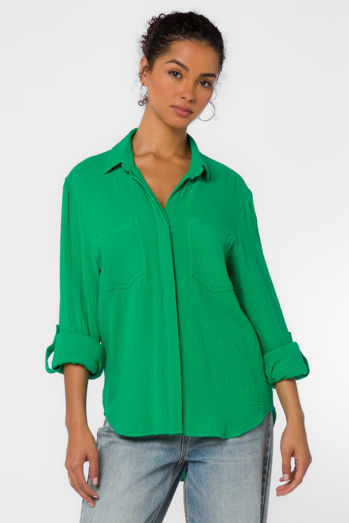 Riley Bright Green Shirt - Tops - Velvet Heart Clothing