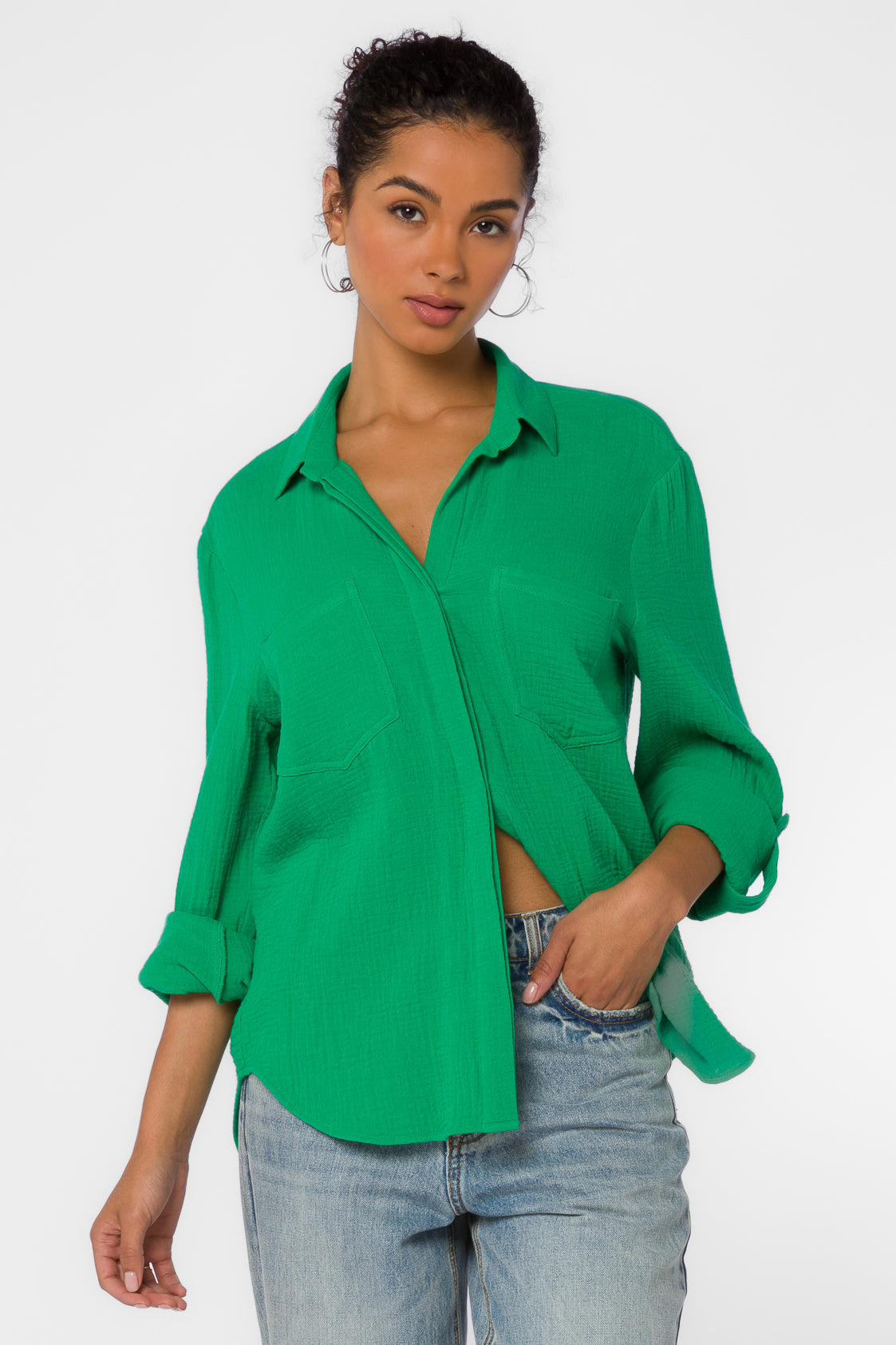 Riley Bright Green Shirt - Tops - Velvet Heart Clothing