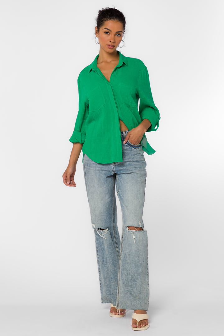 Riley Bright Green Shirt - Tops - Velvet Heart Clothing