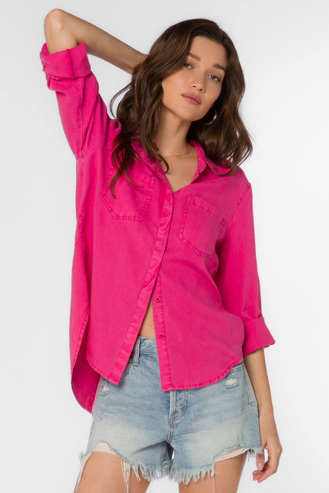 Riley Barbie Pink Shirt - Tops - Velvet Heart Clothing