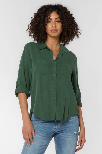 Riley Dark Green Shirt - Tops - Velvet Heart Clothing
