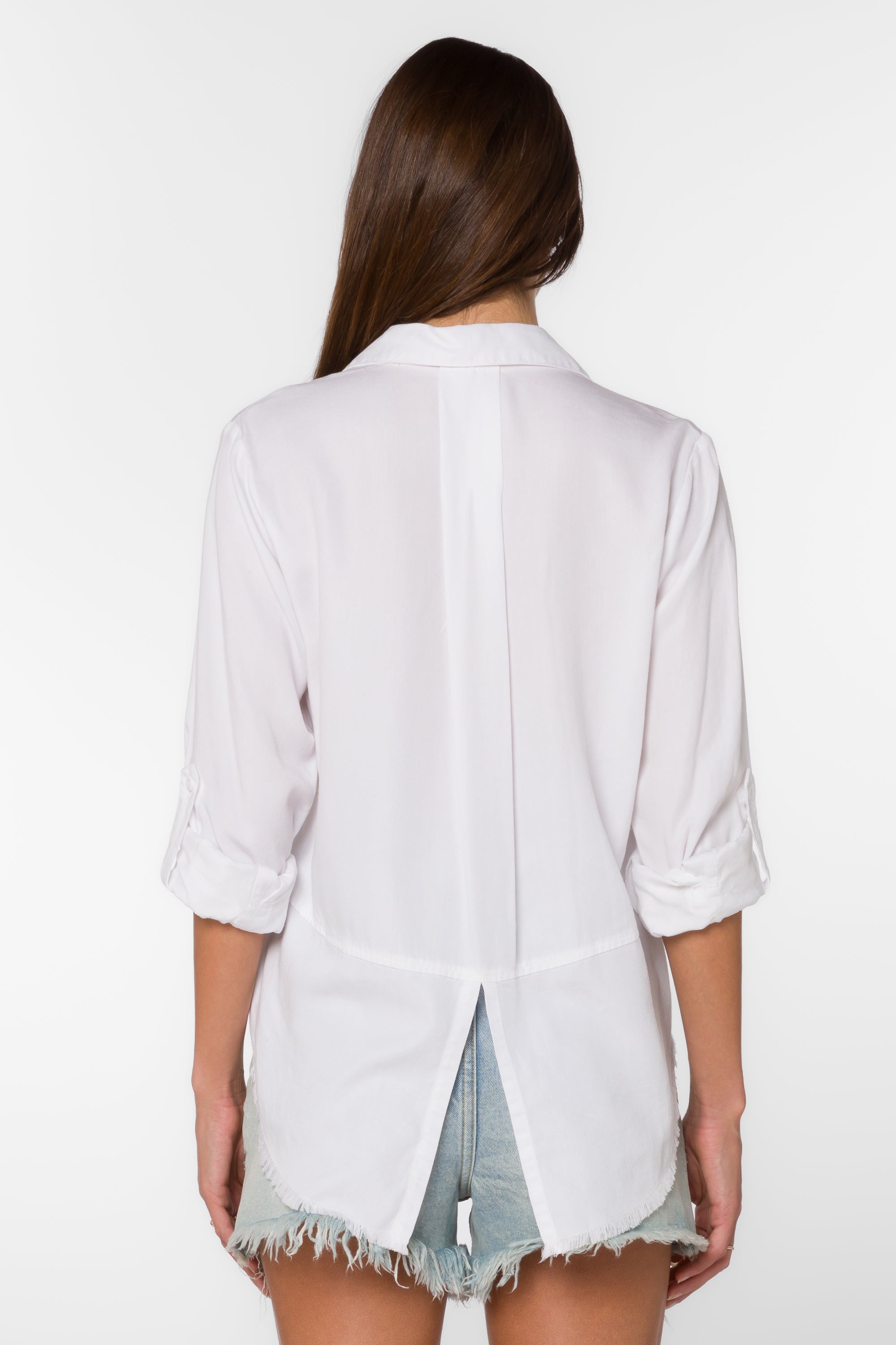 Riley Frayed Optic White Shirt - Tops - Velvet Heart Clothing