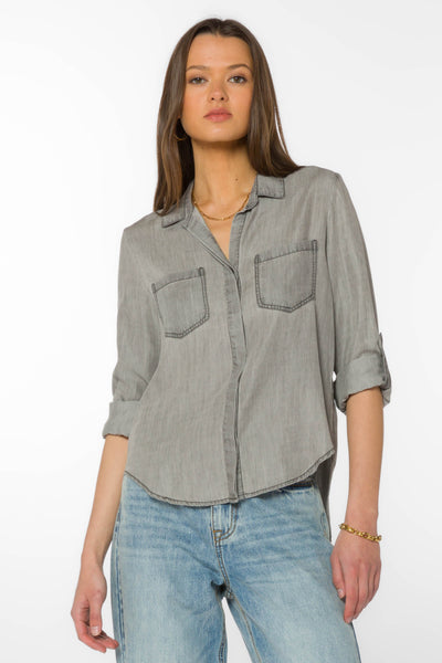 Riley Dark Grey Shirt - Tops - Velvet Heart Clothing