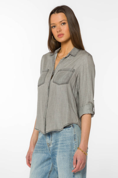 Riley Dark Grey Shirt - Tops - Velvet Heart Clothing