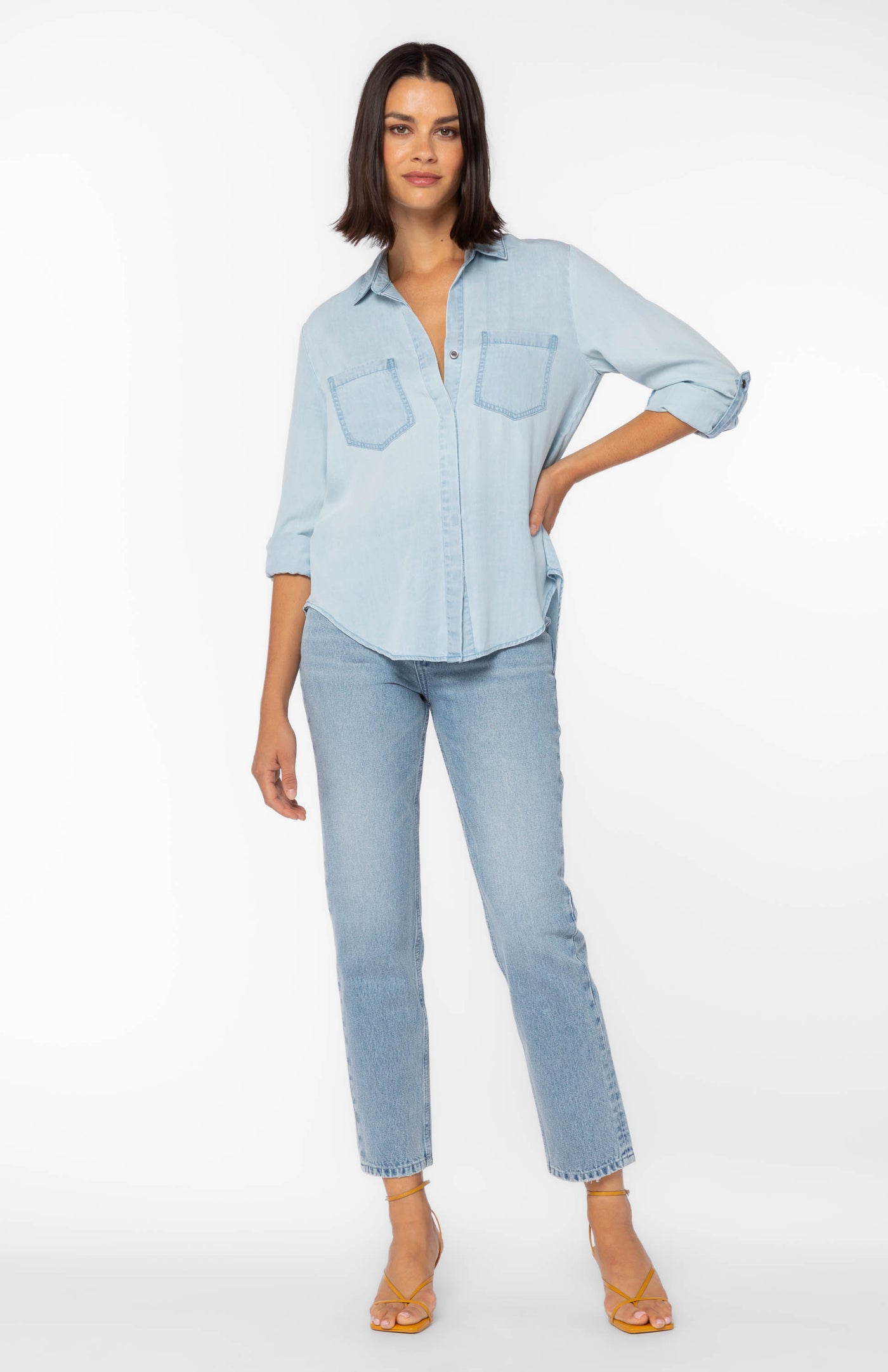 Riley Blue Sanded Shirt - Tops - Velvet Heart Clothing