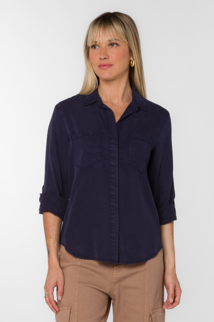 Riley Midnight Navy Shirt - Tops - Velvet Heart Clothing