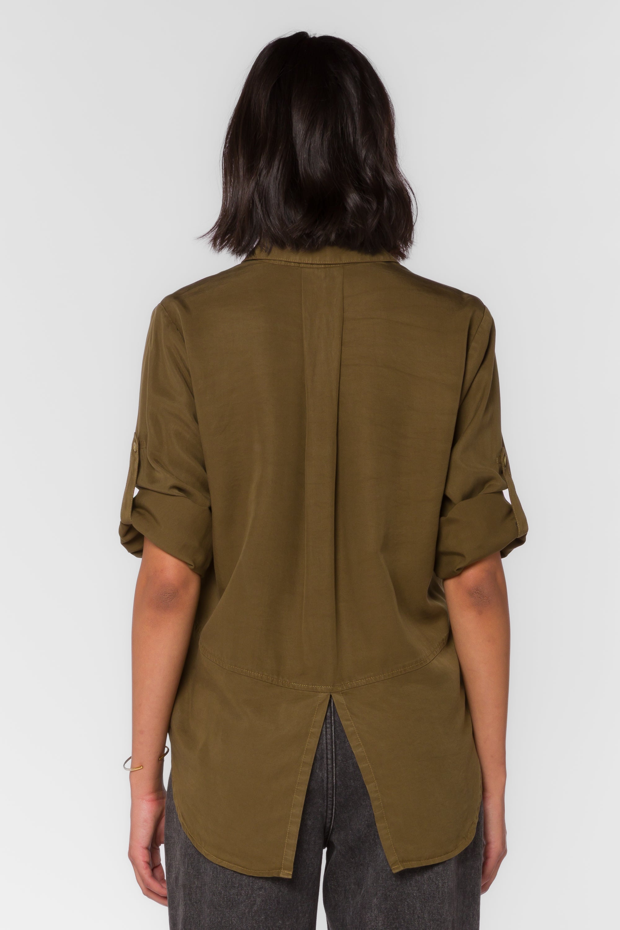 Riley Pesto Green Shirt - Tops - Velvet Heart Clothing