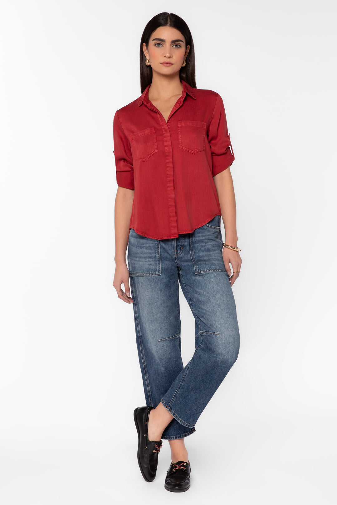 Riley Red Tencel Shirt