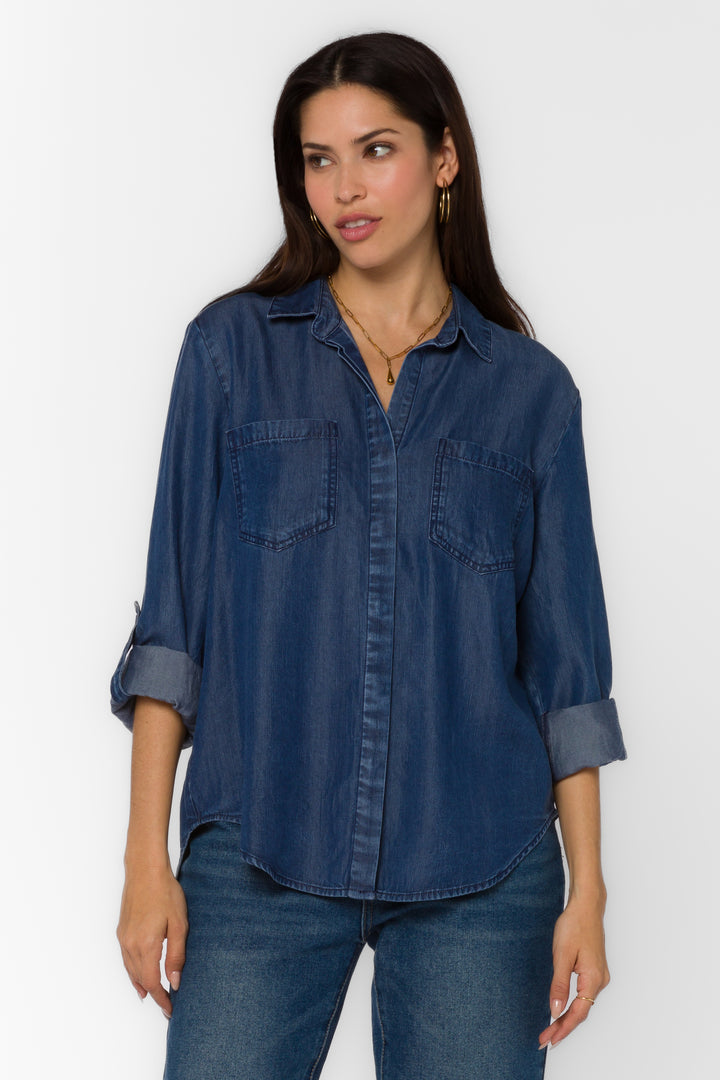 Riley Daphne Blue Shirt - Tops - Velvet Heart Clothing