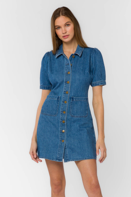 CAPTIVATING HEART DENIM MIDI DRESS main image 1
