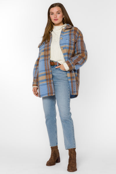 Royce Blue Brown Plaid Shacket - Jackets & Outerwear - Velvet Heart Clothing