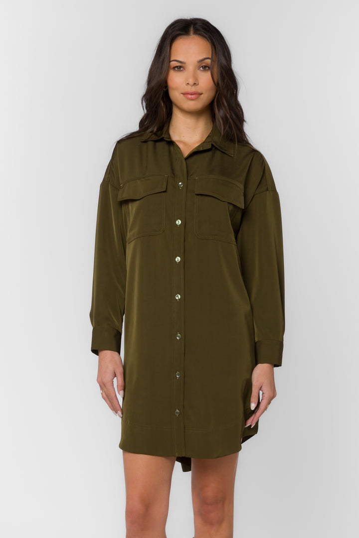 Sabrina Olive Dress - Dresses - Velvet Heart Clothing