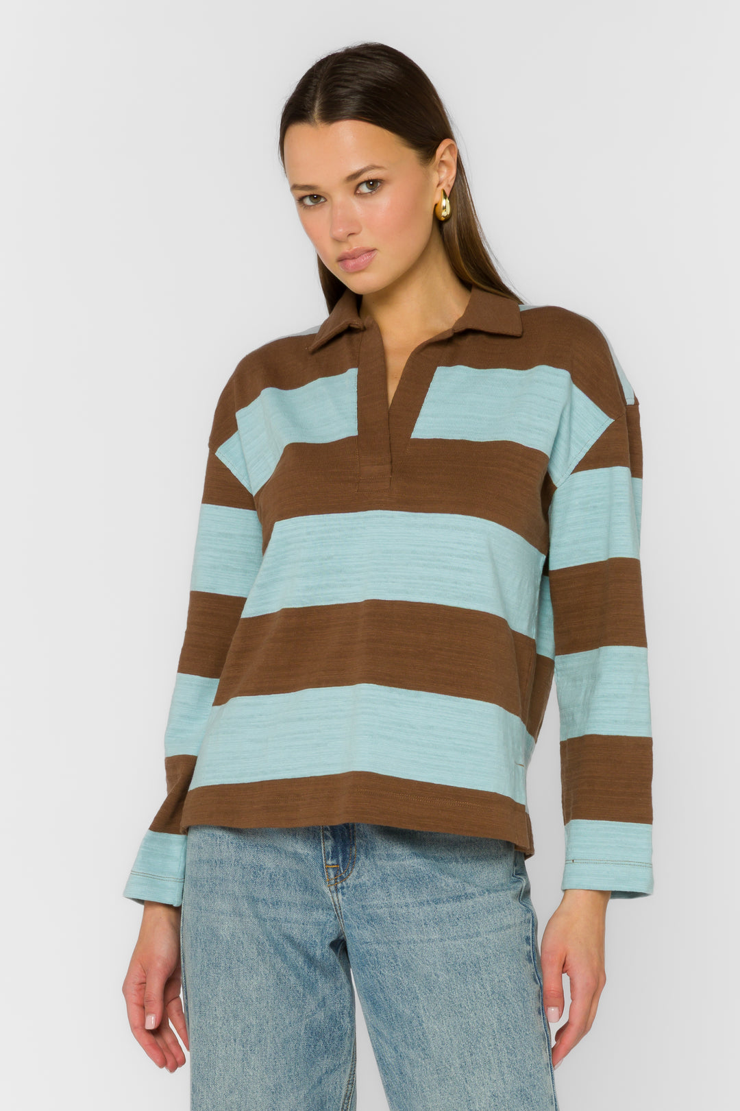 Sailor Blue Rugby Stripe Top - Tops - Velvet Heart Clothing