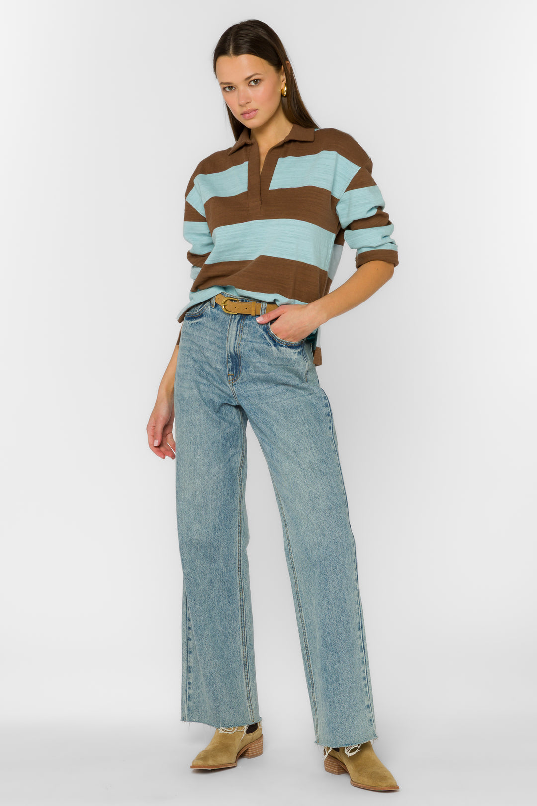 Sailor Blue Rugby Stripe Top - Tops - Velvet Heart Clothing