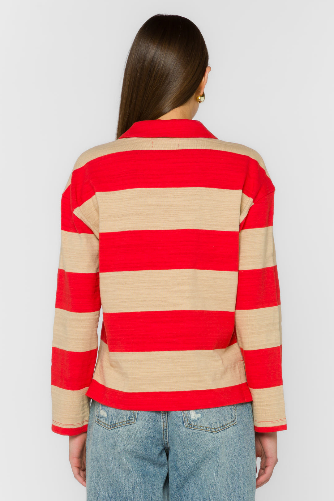 Sailor Red Rugby Stripe Top - Tops - Velvet Heart Clothing