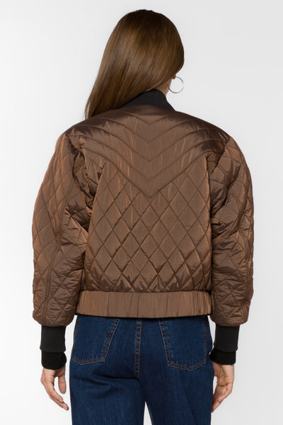 Sakura Brown Bomber Jacket - Jackets & Outerwear - Velvet Heart Clothing