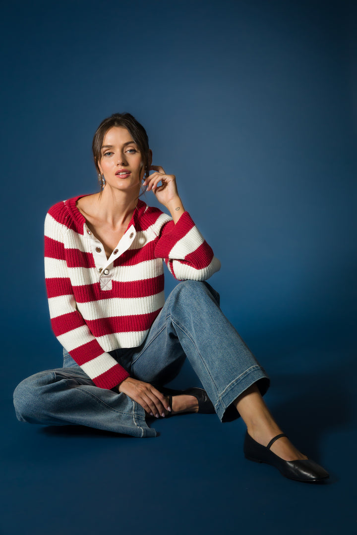 Sapphire Red Stripe Sweater
