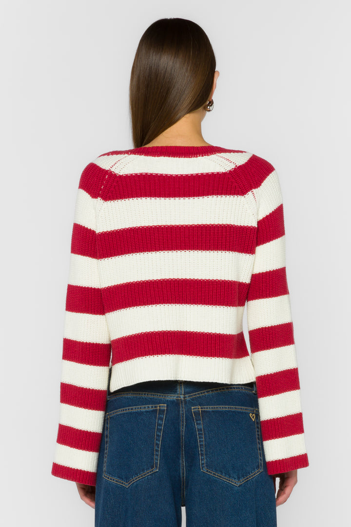 Sapphire Red Stripe Sweater - Sweaters - Velvet Heart Clothing