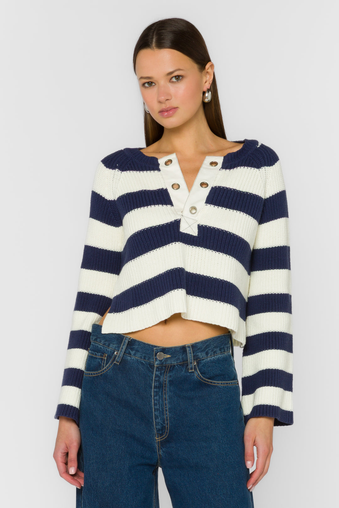 Sapphire Navy Stripe Sweater - Sweaters - Velvet Heart Clothing