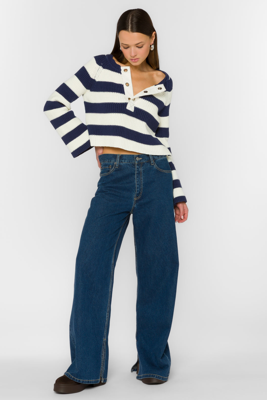Sapphire Navy Stripe Sweater - Sweaters - Velvet Heart Clothing