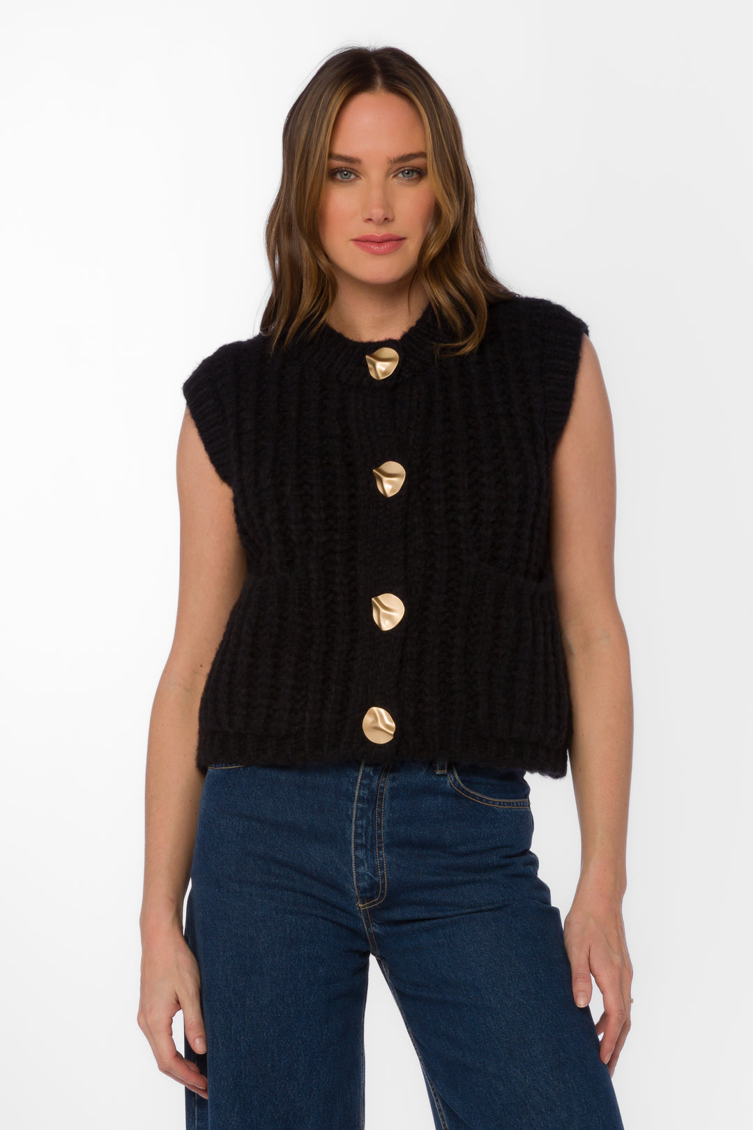 Savoya Black Vest - Sweaters - Velvet Heart Clothing