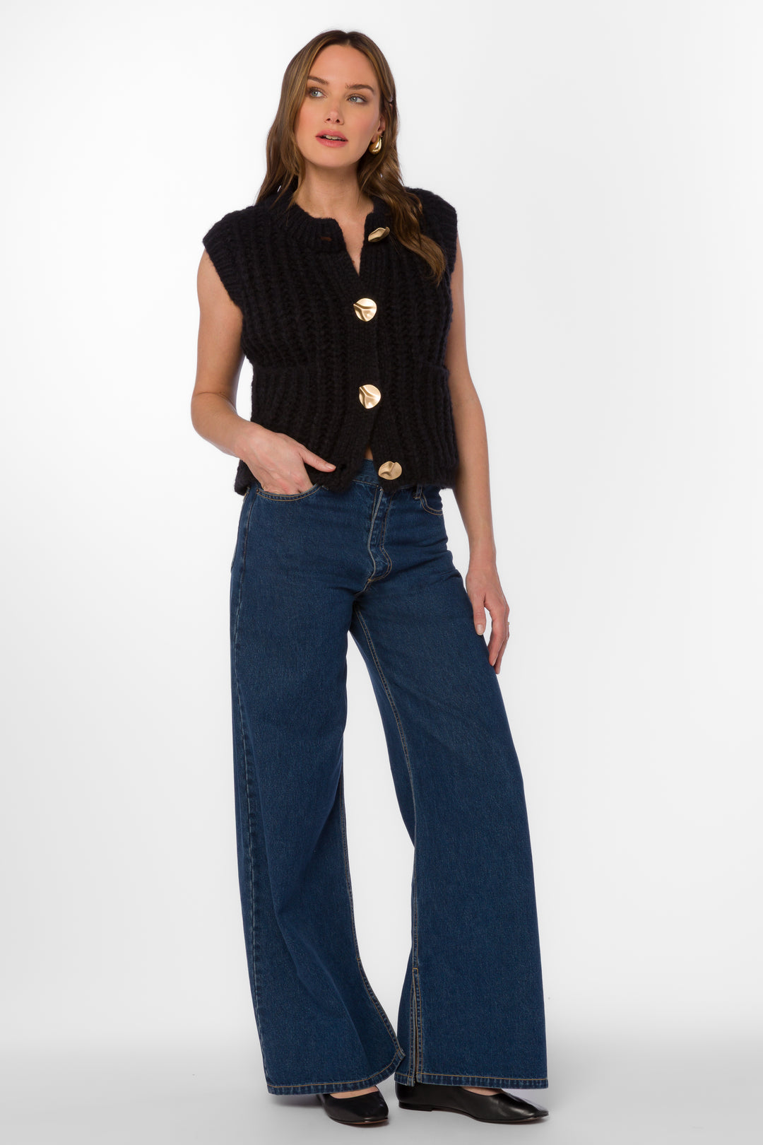 Savoya Black Vest - Sweaters - Velvet Heart Clothing