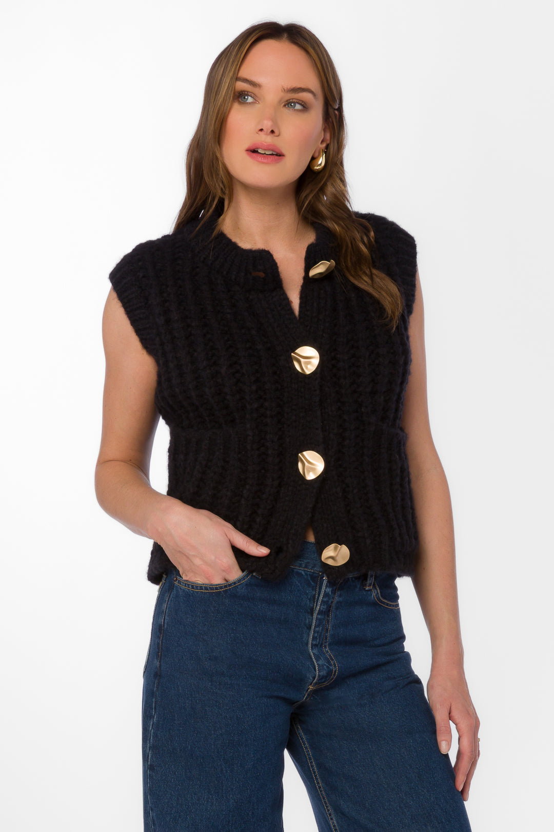 Savoya Black Vest - Sweaters - Velvet Heart Clothing