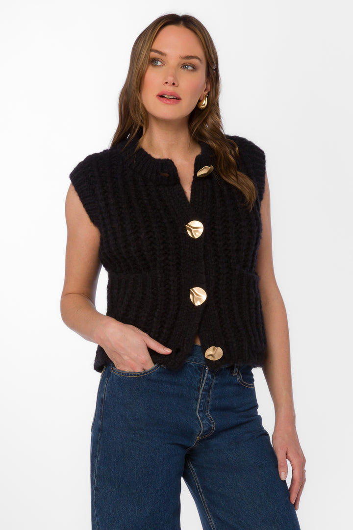 Savoya Black Vest - Sweaters - Velvet Heart Clothing