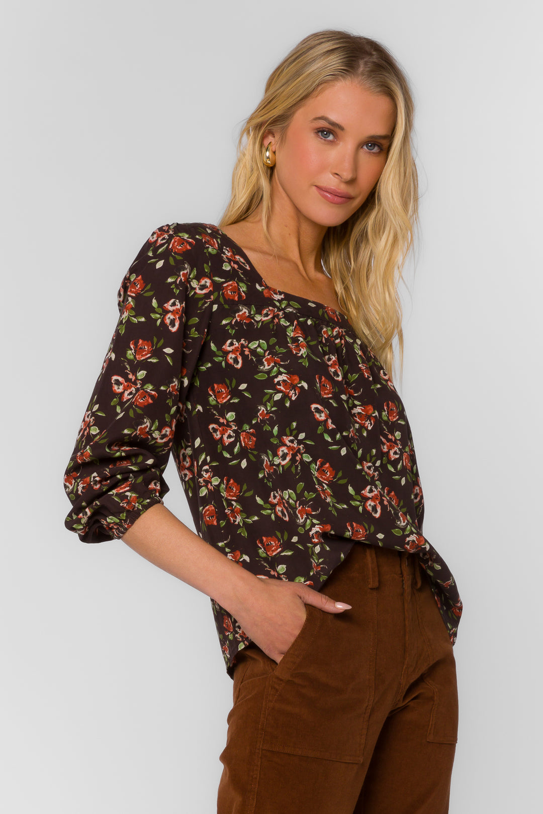 Sela Watercolor Blossom Top - Tops - Velvet Heart Clothing