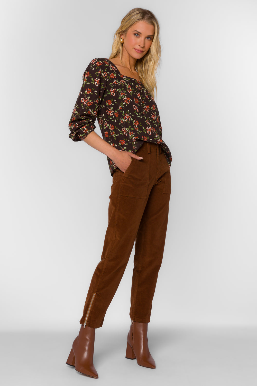 Sela Watercolor Blossom Top - Tops - Velvet Heart Clothing