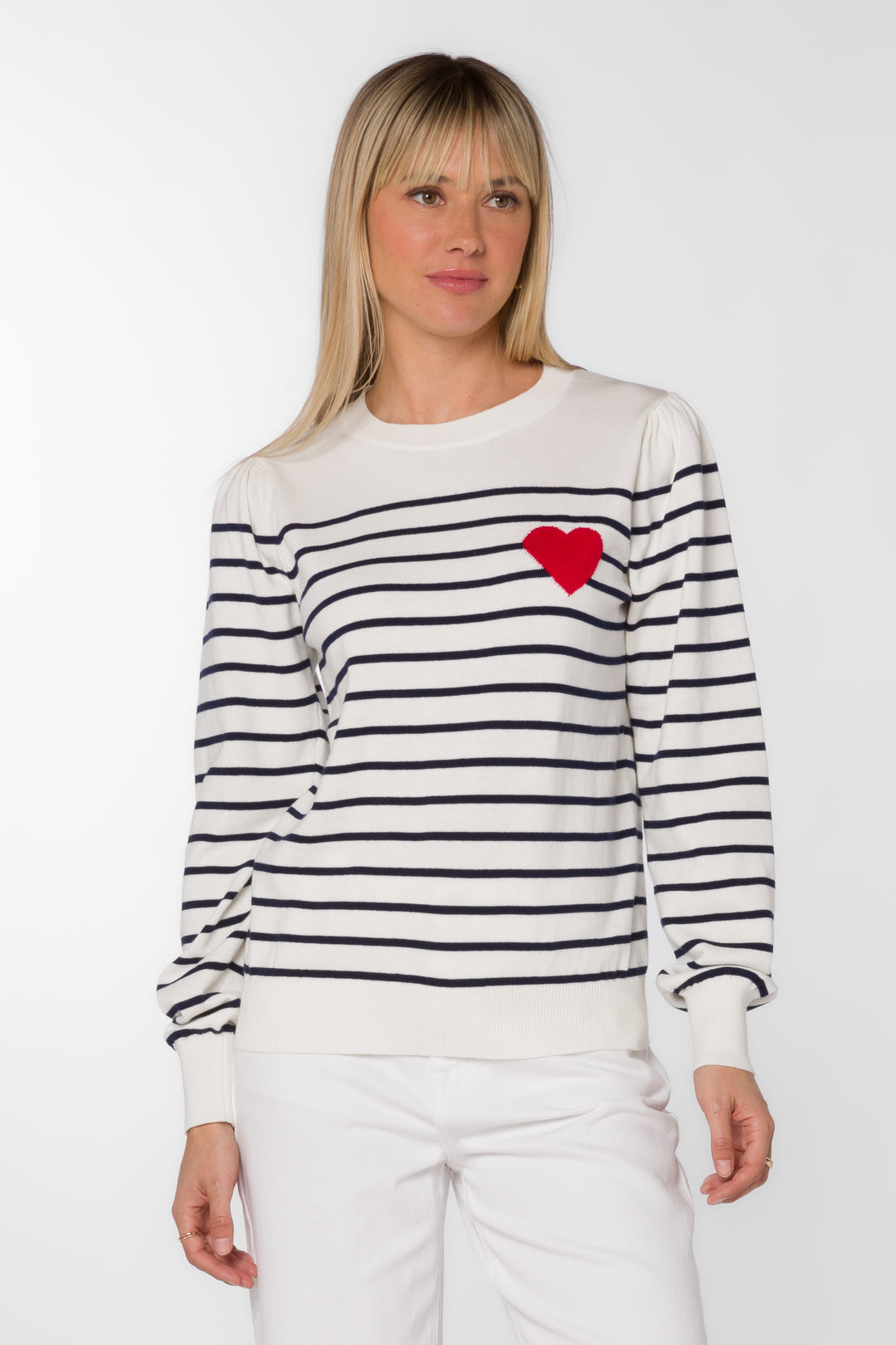 Serissa Ecru Navy Stripe Sweater - Sweaters - Velvet Heart Clothing